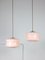 Mid-Century Pink Glass and Brass Pendant Lamps, Set of 2 1