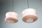 Mid-Century Pink Glass and Brass Pendant Lamps, Set of 2 8