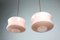 Mid-Century Pink Glass and Brass Pendant Lamps, Set of 2, Image 8