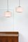 Mid-Century Pink Glass and Brass Pendant Lamps, Set of 2, Image 3