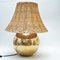 Large Brass and Rattan Table Lamp, 1970s 1