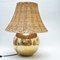 Large Brass and Rattan Table Lamp, 1970s, Image 1