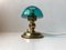 Lampe de Bureau Midcentury en Verre Turquoise et Laiton de ABO, 1970s 1