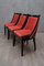 French Art Deco Black and Red Velvet Dining Chairs, 1940s, Set of 6 5