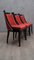 French Art Deco Black and Red Velvet Dining Chairs, 1940s, Set of 6, Image 2