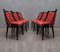 French Art Deco Black and Red Velvet Dining Chairs, 1940s, Set of 6 6