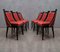 French Art Deco Black and Red Velvet Dining Chairs, 1940s, Set of 6, Image 6