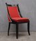 French Art Deco Black and Red Velvet Dining Chairs, 1940s, Set of 6 1