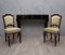 Mid-Century Wood and Brass Console Table, 1940s 2