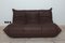 Dark Brown Leather Togo Lounge Chair, Corner and 2-Seat Sofa by Michel Ducaroy for Ligne Roset, Set of 3 13