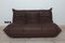 Dark Brown Leather Togo Lounge Chair, Corner and 2-Seat Sofa by Michel Ducaroy for Ligne Roset, Set of 3, Image 13
