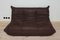 Dark Brown Leather Togo Lounge Chair, Corner and 2-Seat Sofa by Michel Ducaroy for Ligne Roset, Set of 3 9
