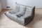 Gray Leather Togo Corner Sofa, Corner Seat & Lounge Chair Set by Michel Ducaroy for Ligne Roset, 1970s, Set of 3 14