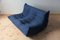 Blue Microfiber Togo Lounge Chair, Corner Chair and 2-Seat Sofa by Michel Ducaroy for Ligne Roset, Set of 3 3