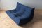 Blue Microfiber Togo Lounge Chair, Corner Chair and 2-Seat Sofa by Michel Ducaroy for Ligne Roset, Set of 3, Image 3