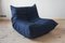 Blue Microfiber Togo Lounge Chair, Corner Chair and 2-Seat Sofa by Michel Ducaroy for Ligne Roset, Set of 3 10