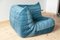 Blue Togo Corner Seat, Lounge Chair & 2-Seat Sofa Set by Michel Ducaroy for Ligne Roset, 1970s, Image 8