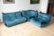 Blue Togo Corner Seat, Lounge Chair & 2-Seat Sofa Set by Michel Ducaroy for Ligne Roset, 1970s 1