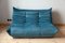 Blue Togo Corner Seat, Lounge Chair & 2-Seat Sofa Set by Michel Ducaroy for Ligne Roset, 1970s 6
