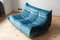 Blue Togo Corner Seat, Lounge Chair & 2-Seat Sofa Set by Michel Ducaroy for Ligne Roset, 1970s, Image 5