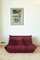 Burgundy Velvet Togo Corner Seat, Lounge Chair & 2-Seat Sofa Set by Michel Ducaroy for Ligne Roset, 1970s, Set of 3 18