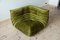 Juego de sillón, sillón y sofá de dos plazas Togo de terciopelo verde oliva de Michel Ducaroy para Ligne Roset, años 70, Imagen 10