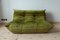 Olive Green Velvet Togo Corner Seat, Lounge Chair & 2-Seat Sofa Set by Michel Ducaroy for Ligne Roset, 1970s, Set of 3 6