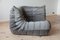 Elephant Grey Velvet Togo Lounge Chair, Corner Chair and 2-Seat Sofa by Michel Ducaroy for Ligne Roset, Set of 3 6