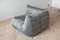 Elephant Grey Velvet Togo Lounge Chair, Corner Chair and 2-Seat Sofa by Michel Ducaroy for Ligne Roset, Set of 3 8