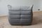 Elephant Grey Velvet Togo Lounge Chair, Corner Chair and 2-Seat Sofa by Michel Ducaroy for Ligne Roset, Set of 3 5
