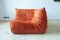 Orange Velvet Togo Corner Seat, Lounge Chair & 2-Seat Sofa Set by Michel Ducaroy for Ligne Roset, 1970s, Set of 3 16