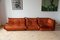 Bernsteinfarbenes orangenes Togo Samtsitz, Sessel & 2-Sitzer Sofa Set von Michel Ducaroy für Ligne Roset, 1970er 1