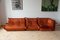 Amber Orange Velvet Togo Lounge Chair, Corner Chair and 2-Seat Sofa by Michel Ducaroy for Ligne Roset, Set of 3, Image 1