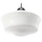 Mid-Century White Opaline Glass and Metal Pendant Lamp 3