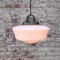 Mid-Century White Opaline Glass and Metal Pendant Lamp 7