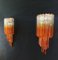 Vintage Clear and Amber Murano Glass Quadriedri Sconces, 1970s, Set of 2 2