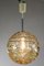 Lámpara colgante Mid-Century esférica de vidrio ámbar y transparente de Doria Leuchten, años 60, Imagen 2