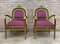 French Gold Brass & Bronze Armchairs with Pink Upholstery, 1940s, Set of 2 2