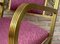 French Gold Brass & Bronze Armchairs with Pink Upholstery, 1940s, Set of 2 9