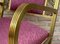 French Gold Brass & Bronze Armchairs with Pink Upholstery, 1940s, Set of 2, Image 9