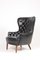 MId-Century Wingback Chair in Patinated Leather, Denmark, 1950s, Image 4