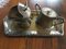 Silver-Plated Brass Sugar Bowls & Tray, 1960s, Set of 3 3