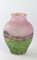 Antique Engraved Double Glass La Prairie Vase with Quadrangular Shape & Flared Neck from Daum Frères 1