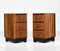 Art Deco Walnut Bedside Chest Side Cabinet Tables, 1930s, Set of 2 1