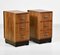 Art Deco Walnut Bedside Chest Side Cabinet Tables, 1930s, Set of 2 3