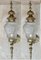 Large French Bronze & Glass Sconces, 1920s, Set of 2 2