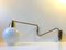 Danish Modern Brass Swing Arm Wall Light with Opaline Sphere from Laoni, 1960s, Image 6