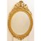 Miroir Mural Oval Doré 19ème Siècle avec Cadre en Feuille d'Or 1