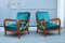 Italian Cherry and Green Velvet Lounge Chairs by Paolo Buffa, 1950s, Set of 2 1