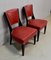 Ebony Macassar and Red Leather Dining Chairs, 1930s, Set of 2 2